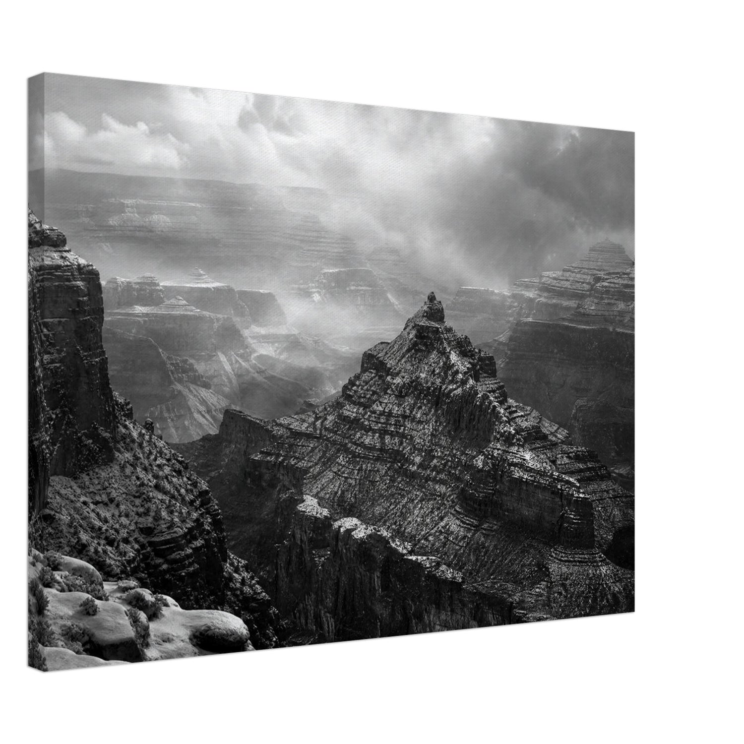 Canvas print of the Grand Canyon in winter — room view, ready to hang.