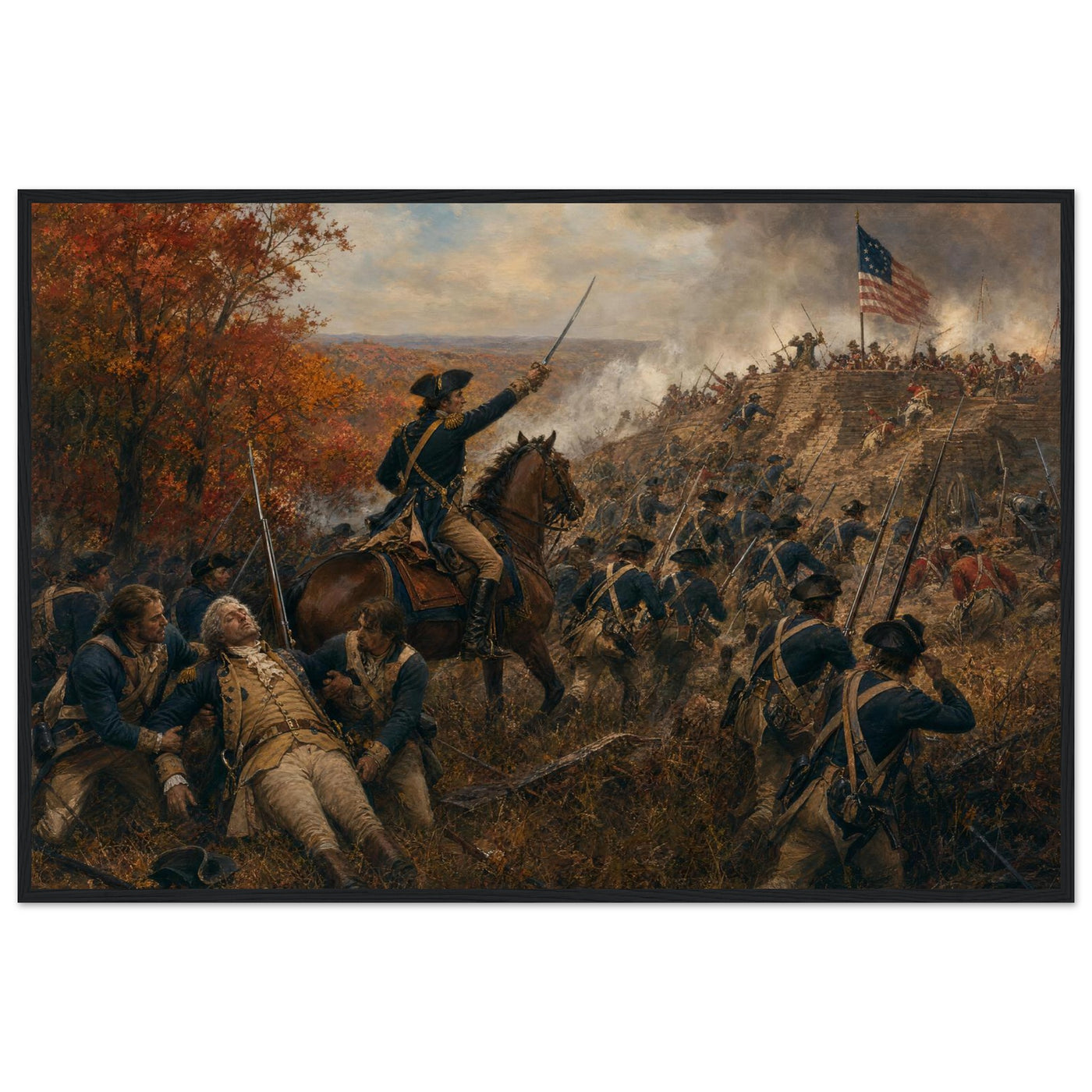 Framed print of the Spirit of '76 marching on, ready to hang.