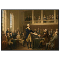 Framed print of Washington resigning his commission, ready to hang.