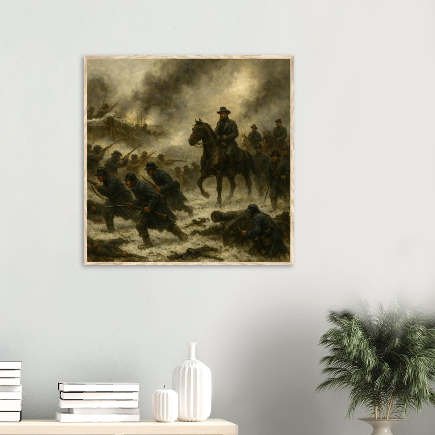 Framed print of the Battle of Fort Donelson, ready to hang.