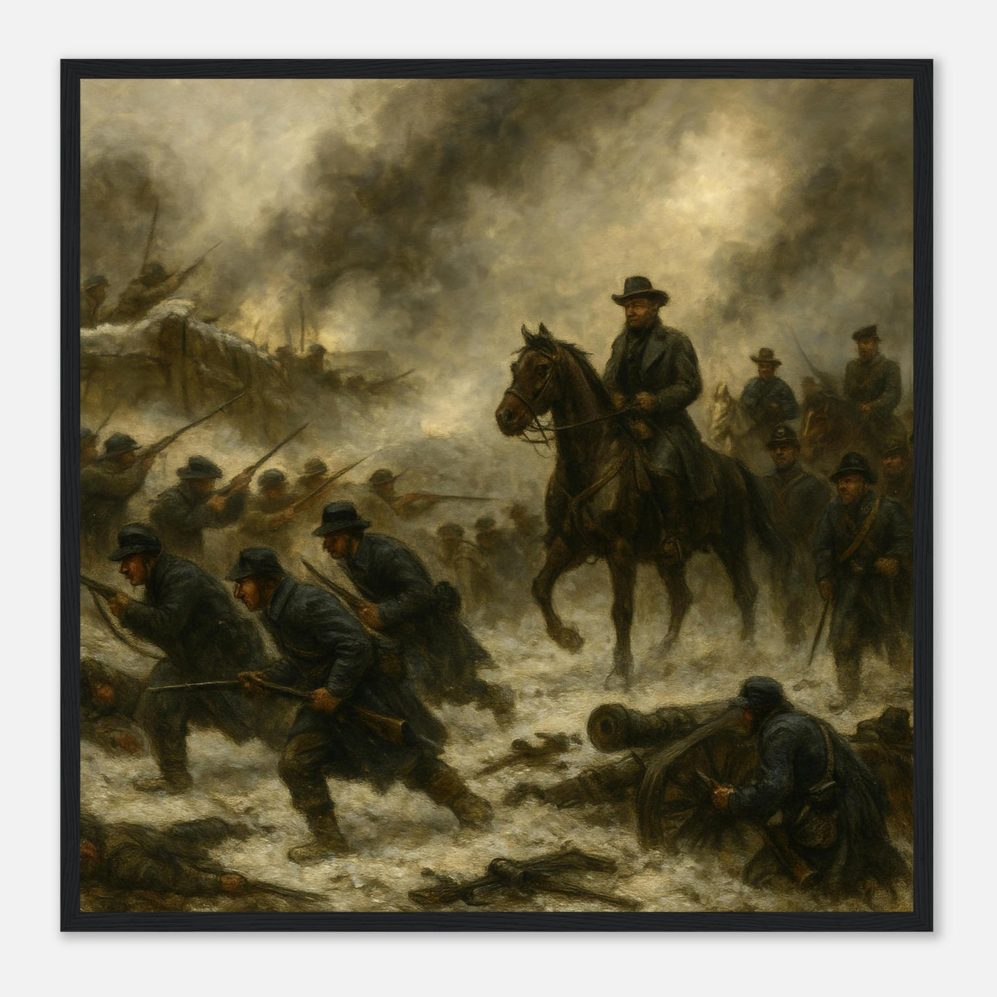 Framed print of the Battle of Fort Donelson, ready to hang.