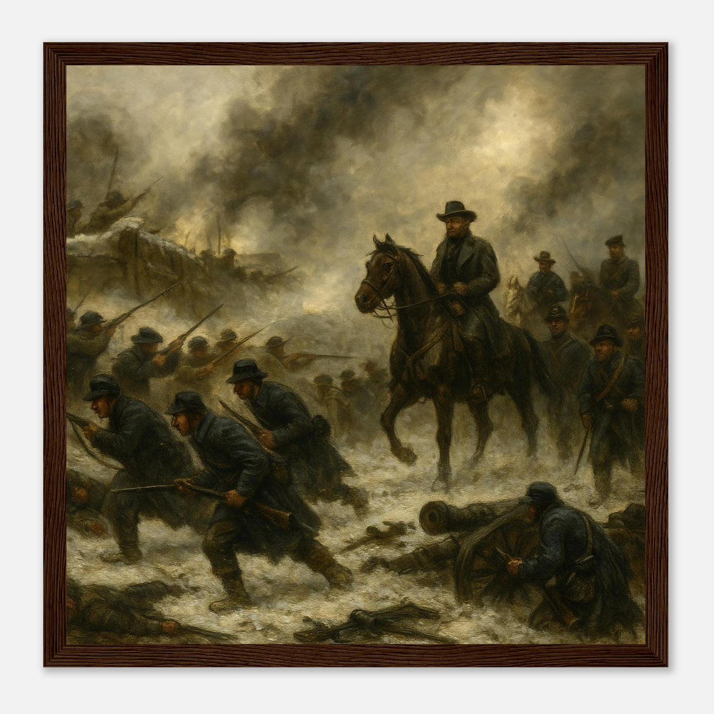 Framed print of the Battle of Fort Donelson, ready to hang.