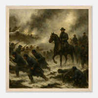 Framed print of the Battle of Fort Donelson, ready to hang.