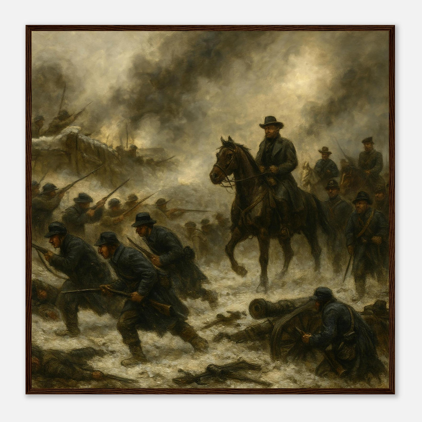 Framed print of the Battle of Fort Donelson, ready to hang.