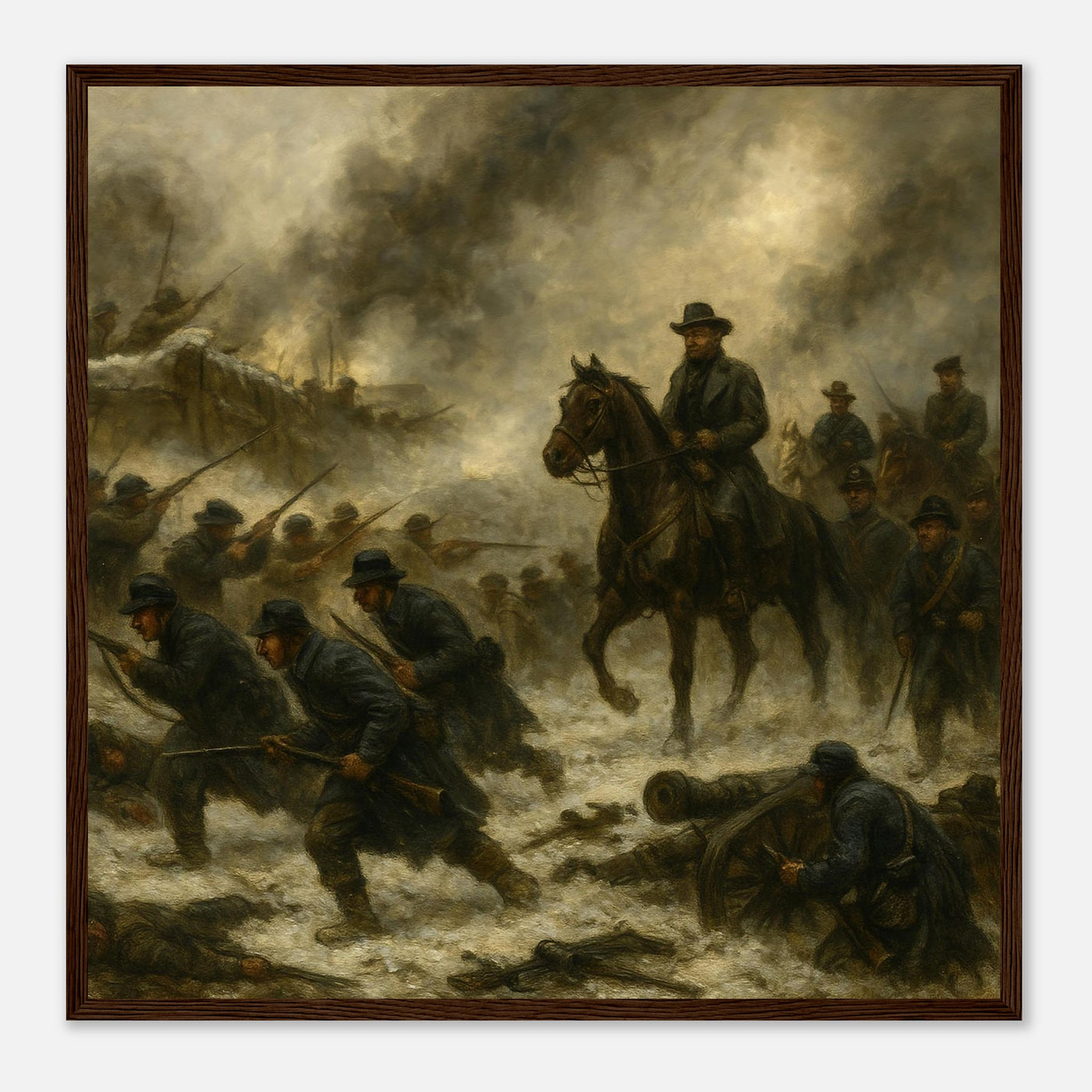 Framed print of the Battle of Fort Donelson, ready to hang.