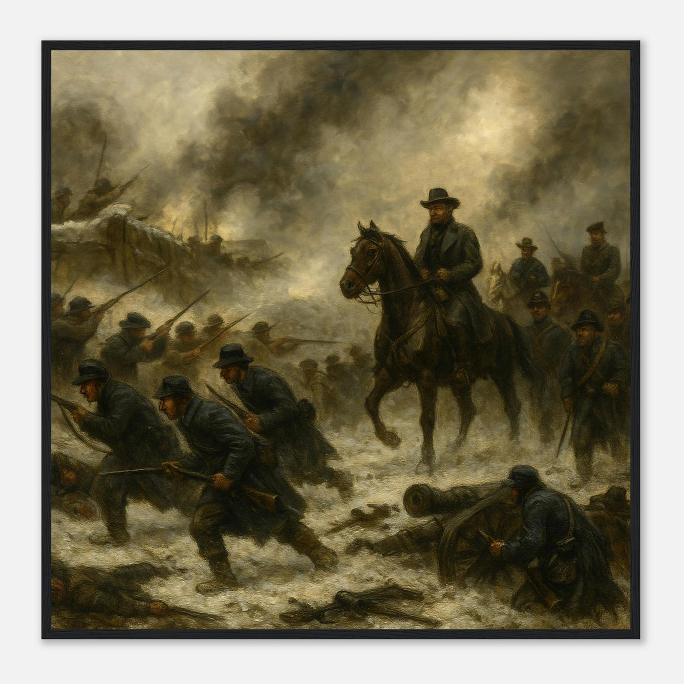 Framed print of the Battle of Fort Donelson, ready to hang.