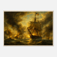 Framed print of the Battle of Mobile Bay, ready to hang.