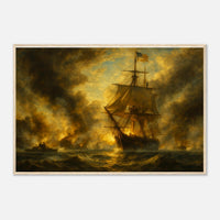 Framed print of the Battle of Mobile Bay, ready to hang.