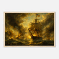 Framed print of the Battle of Mobile Bay, ready to hang.