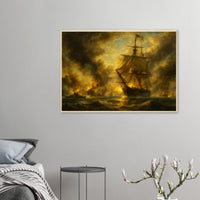 Framed print of the Battle of Mobile Bay, ready to hang.
