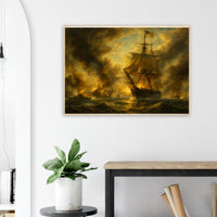 Framed print of the Battle of Mobile Bay, ready to hang.