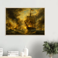 Framed print of the Battle of Mobile Bay, ready to hang.