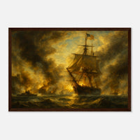 Framed print of the Battle of Mobile Bay, ready to hang.