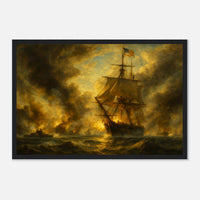 Framed print of the Battle of Mobile Bay, ready to hang.