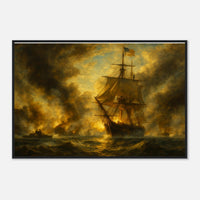 Framed print of the Battle of Mobile Bay, ready to hang.