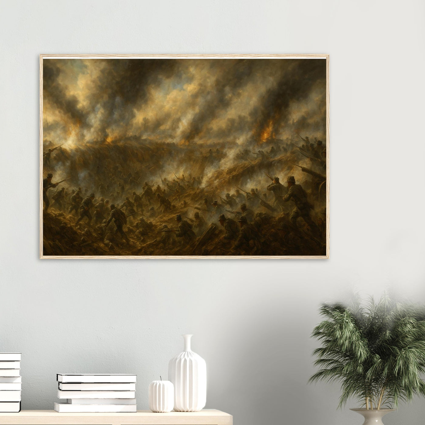 Framed print of the Battle of the Crater at Petersburg, ready to hang.