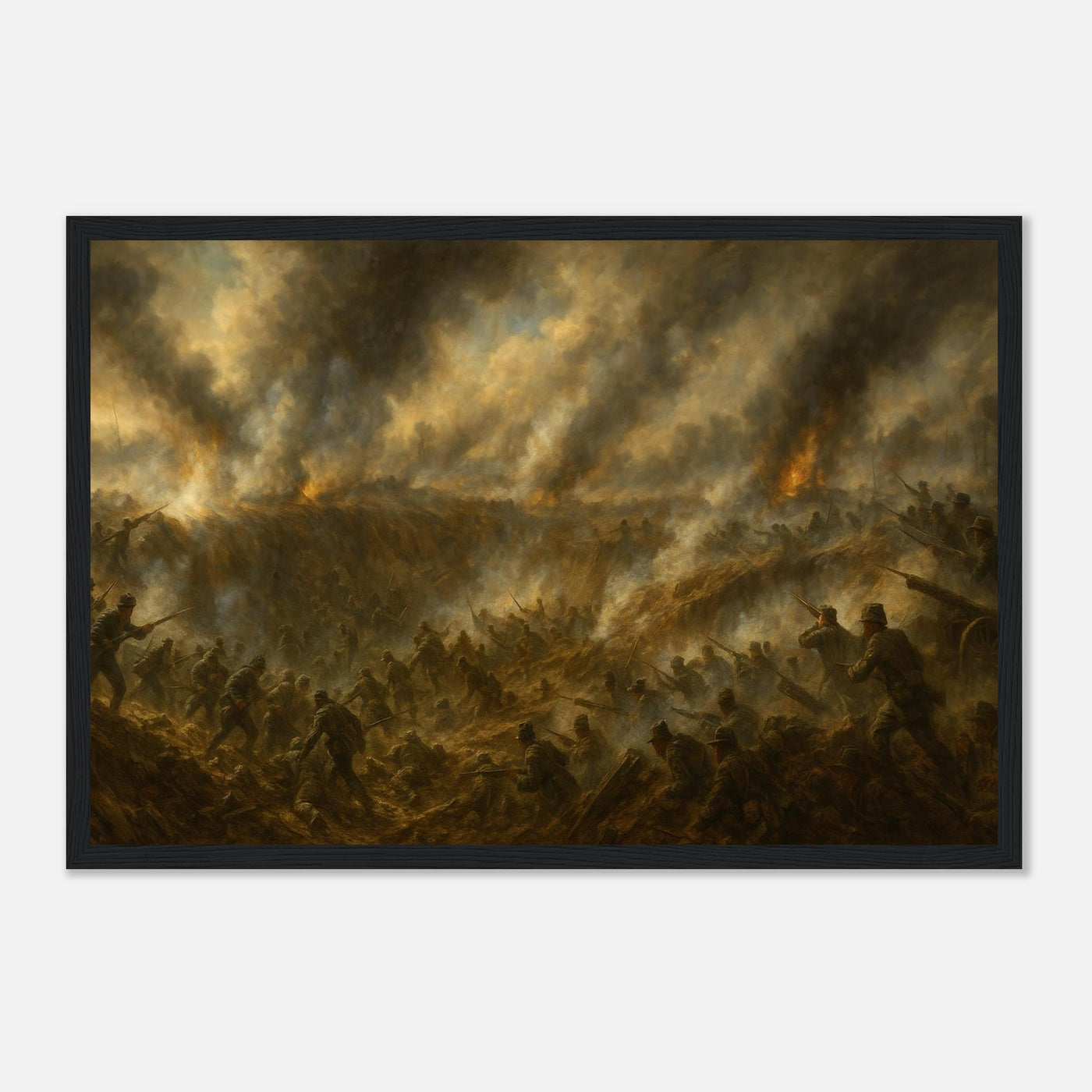 Framed print of the Battle of the Crater at Petersburg, ready to hang.