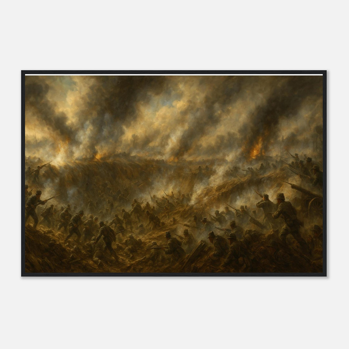 Framed print of the Battle of the Crater at Petersburg, ready to hang.