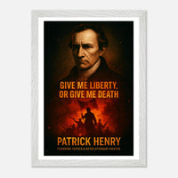Framed Patrick Henry 'give me liberty' quote print, ready to hang.