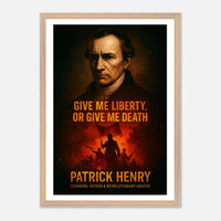 Framed Patrick Henry 'give me liberty' quote print, ready to hang.