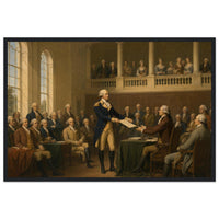 Framed print of Washington resigning his commission, ready to hang.