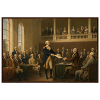 Framed print of Washington resigning his commission, ready to hang.