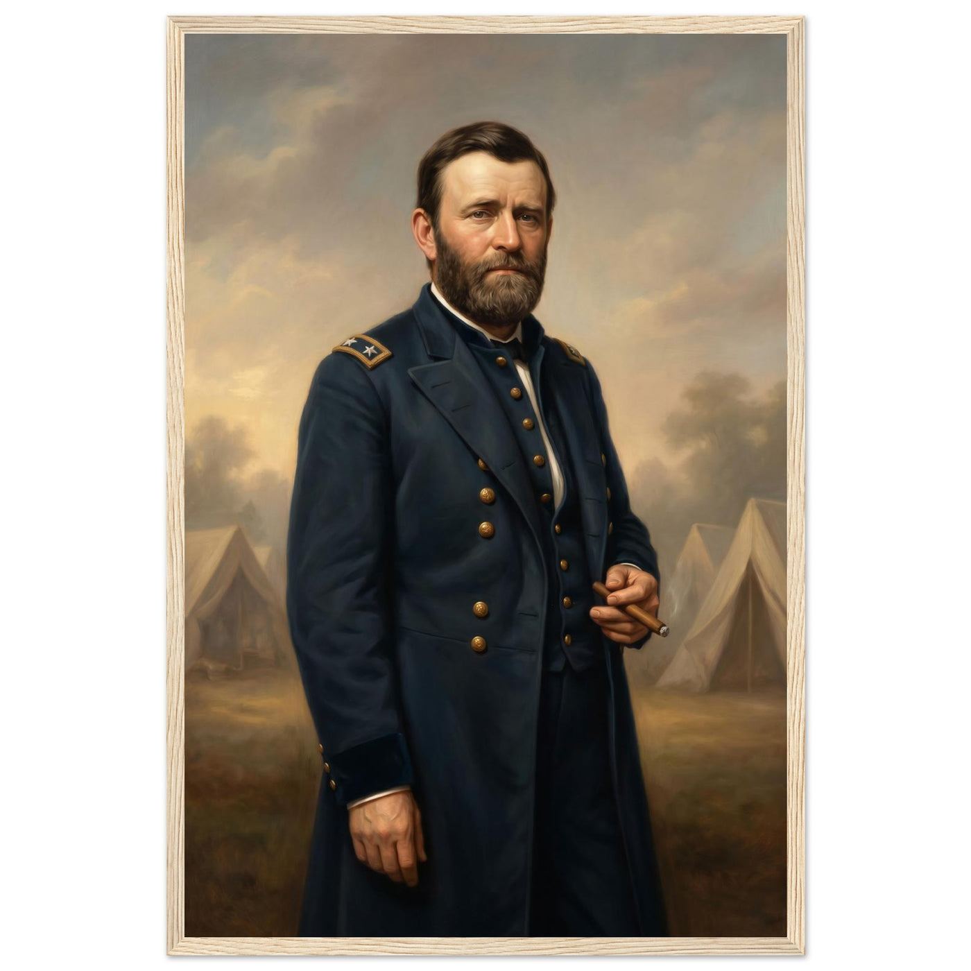 Framed standing portrait of General Ulysses S. Grant, ready to hang.