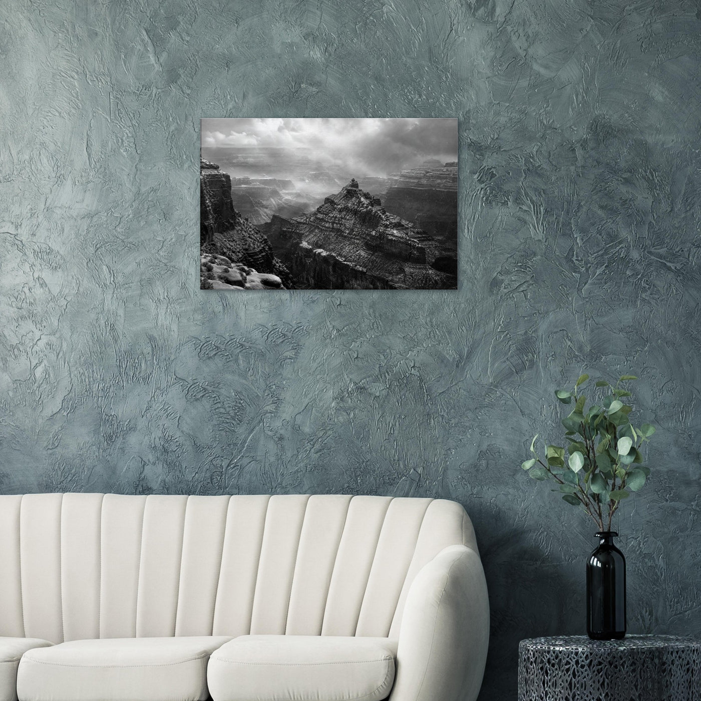 Canvas print of the Grand Canyon in winter — room view, ready to hang.