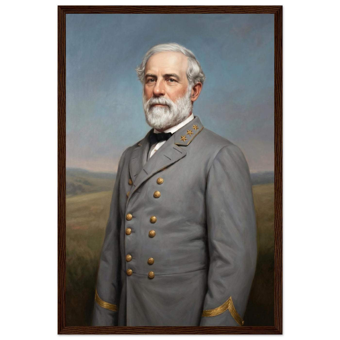 Framed portrait of a distinguished Civil War officer, ready to hang.