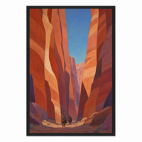 Canyon Riders framed print, clean studio product view on matte museum fine-art paper in a black frame.