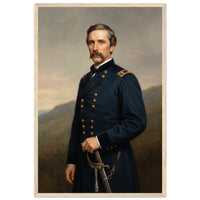 Framed portrait of a Union general, ready to hang.