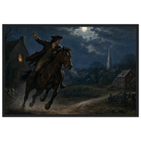 Framed print of Paul Revere's midnight ride, ready to hang.