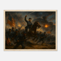 Framed print of the 54th Massachusetts charging Fort Wagner, ready to hang.
