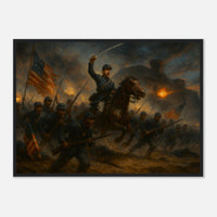 Framed print of the 54th Massachusetts charging Fort Wagner, ready to hang.