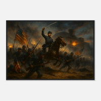 Framed print of the 54th Massachusetts charging Fort Wagner, ready to hang.