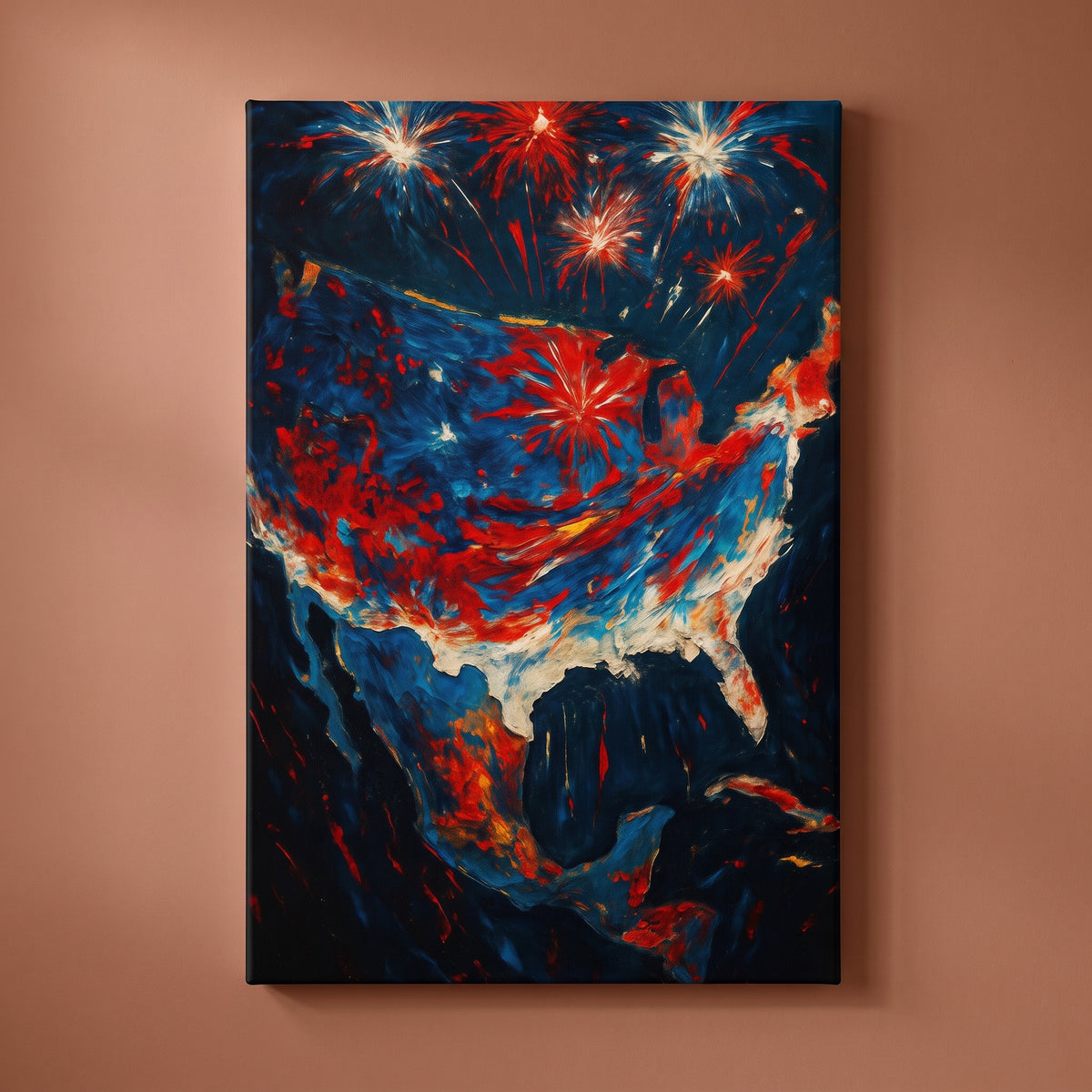 4th of July gallery-wrapped canvas print on a plain wall