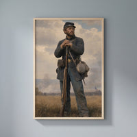 A Soldier's Rest framed print on a plain wall