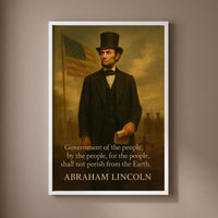 Abraham Lincoln - Shall not Perish framed print on a warm taupe wall