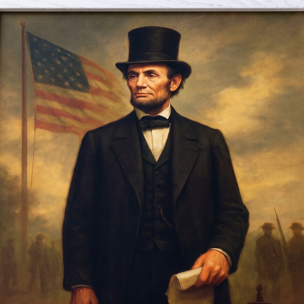 Close-up detail of the Abraham Lincoln - Shall not Perish framed print