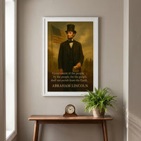 Abraham Lincoln - Shall not Perish framed print above a hallway console