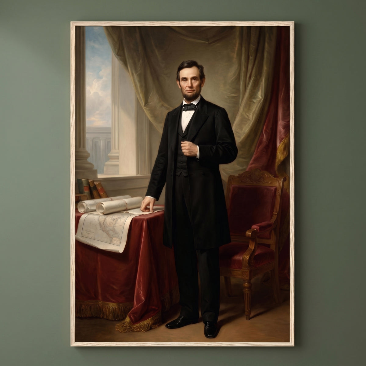 Abraham Lincoln — The Statesman framed print on a plain wall