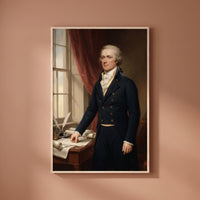 Alexander Hamilton framed print on a plain wall