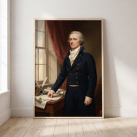 Alexander Hamilton framed print leaning against a wall