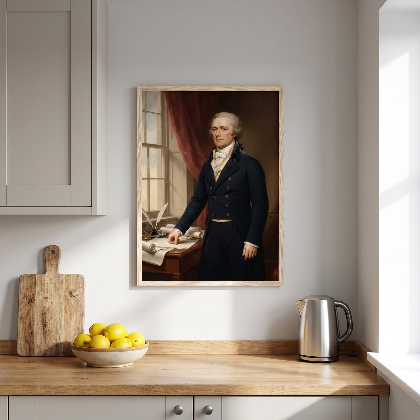 Alexander Hamilton framed print hanging in a home interior