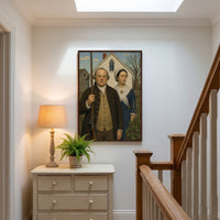 American Gothic, 1776 framed print hanging in a home interior
