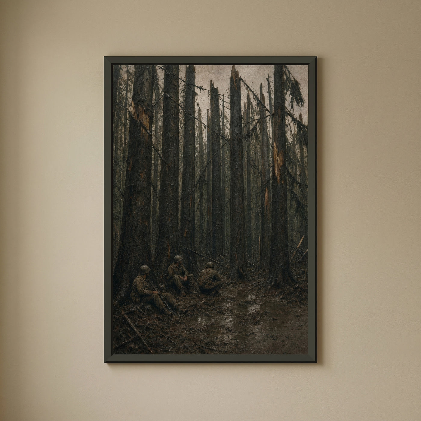 Among the Trunks, Hurtgen framed print on a plain wall