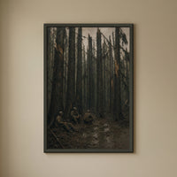 Among the Trunks, Hurtgen framed print on a plain wall