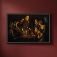 An Experiment on Electricity framed print on a plain wall