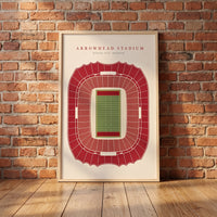 Arrowhead Stadium framed print leaning against a wall