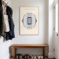 AT&T Stadium framed print hanging in a home interior
